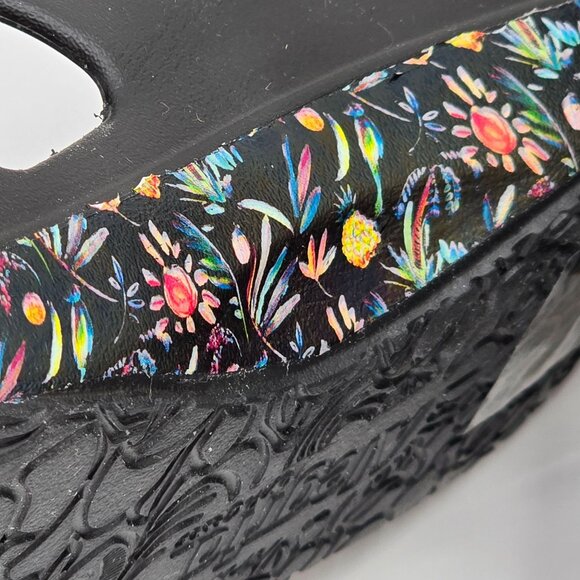 Alegria Recover Me Fruit Punch Slip On Slide Sandals Sz 37/US 7 Black Floral - Picture 12 of 12